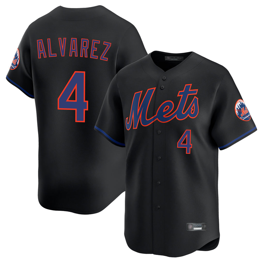 Kooe NY.Mets #4 Francisco Alvarez Player Black Alternate Home Limited Stitched Jerseys