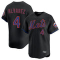Kooe NY.Mets #4 Francisco Alvarez Player Black Alternate Home Limited Stitched Jerseys
