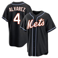 Kooe NY.Mets #4 Francisco Alvarez Player Black Fashion Out Game Stitched Jerseys