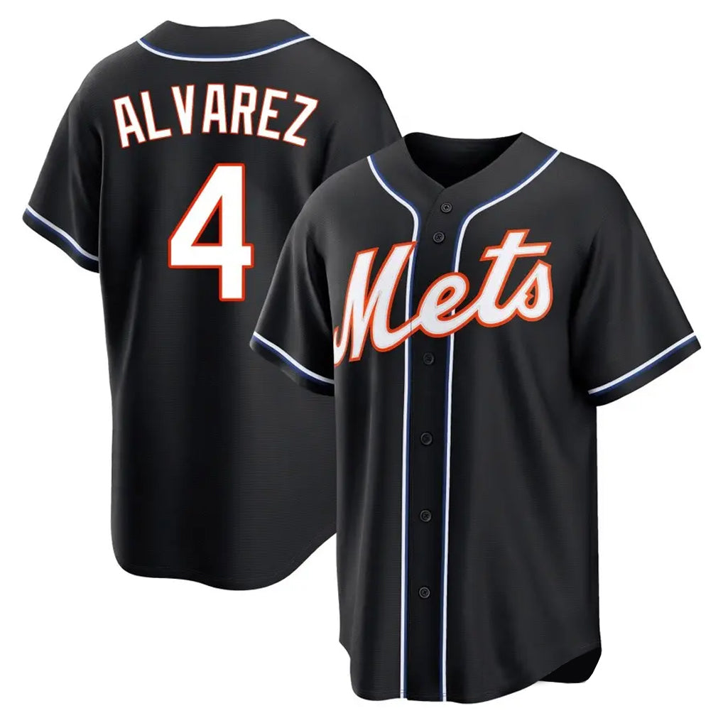 Kooe NY.Mets #4 Francisco Alvarez Player Black Fashion Out Game Stitched Jerseys