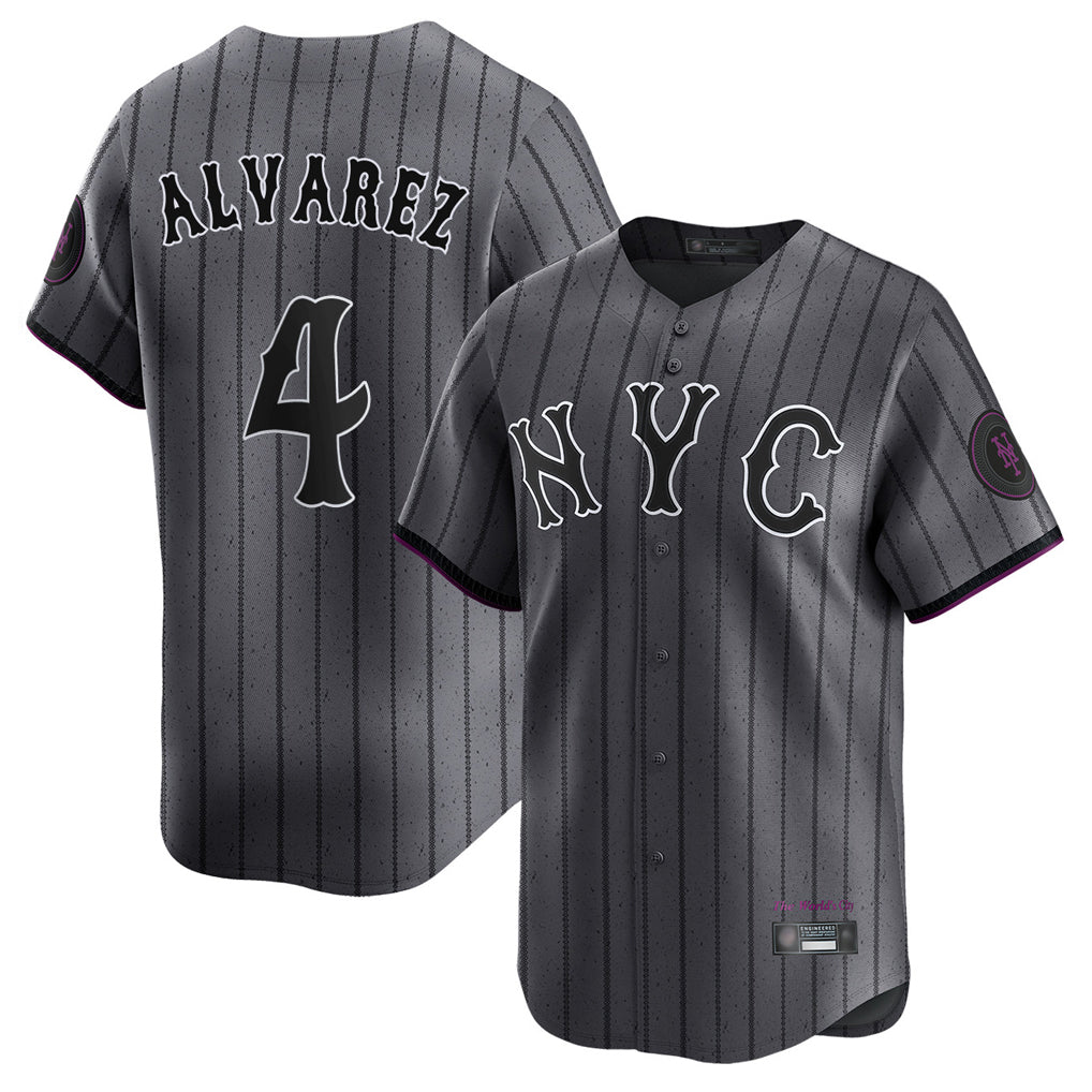 Kooe NY.Mets #4 Francisco Alvarez Player Gray City Connect Limited Stitched Jerseys