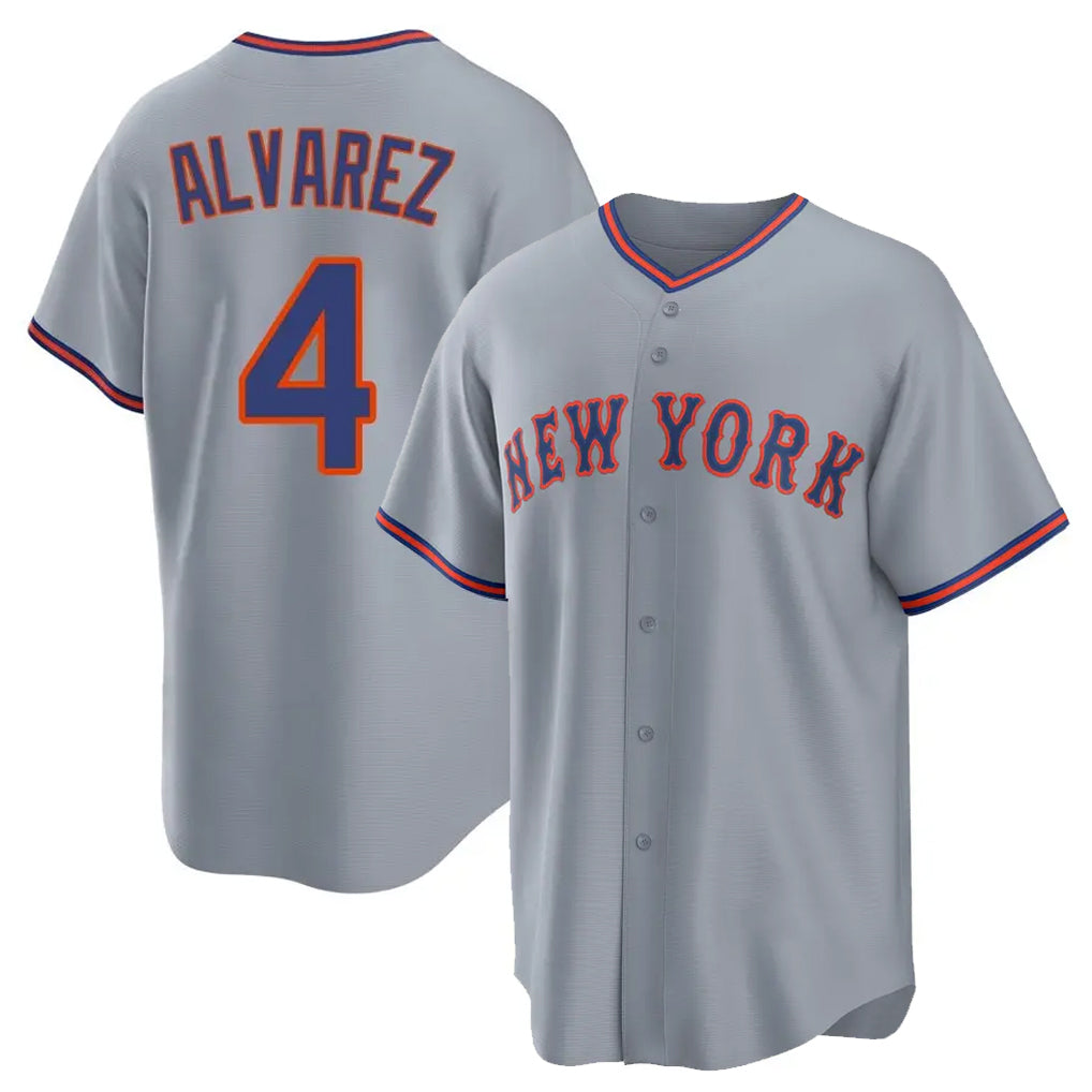 Kooe NY.Mets #4 Francisco Alvarez Player Gray Road Home Game Stitched Jerseys