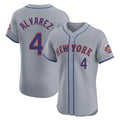 Kooe NY.Mets #4 Francisco Alvarez Player Gray Road Limited Elite Home Stitched Jerseys