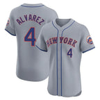 Kooe NY.Mets #4 Francisco Alvarez Player Gray Road Limited Elite Home Stitched Jerseys