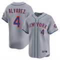 Kooe NY.Mets #4 Francisco Alvarez Player Gray Road Limited Home Stitched Jerseys