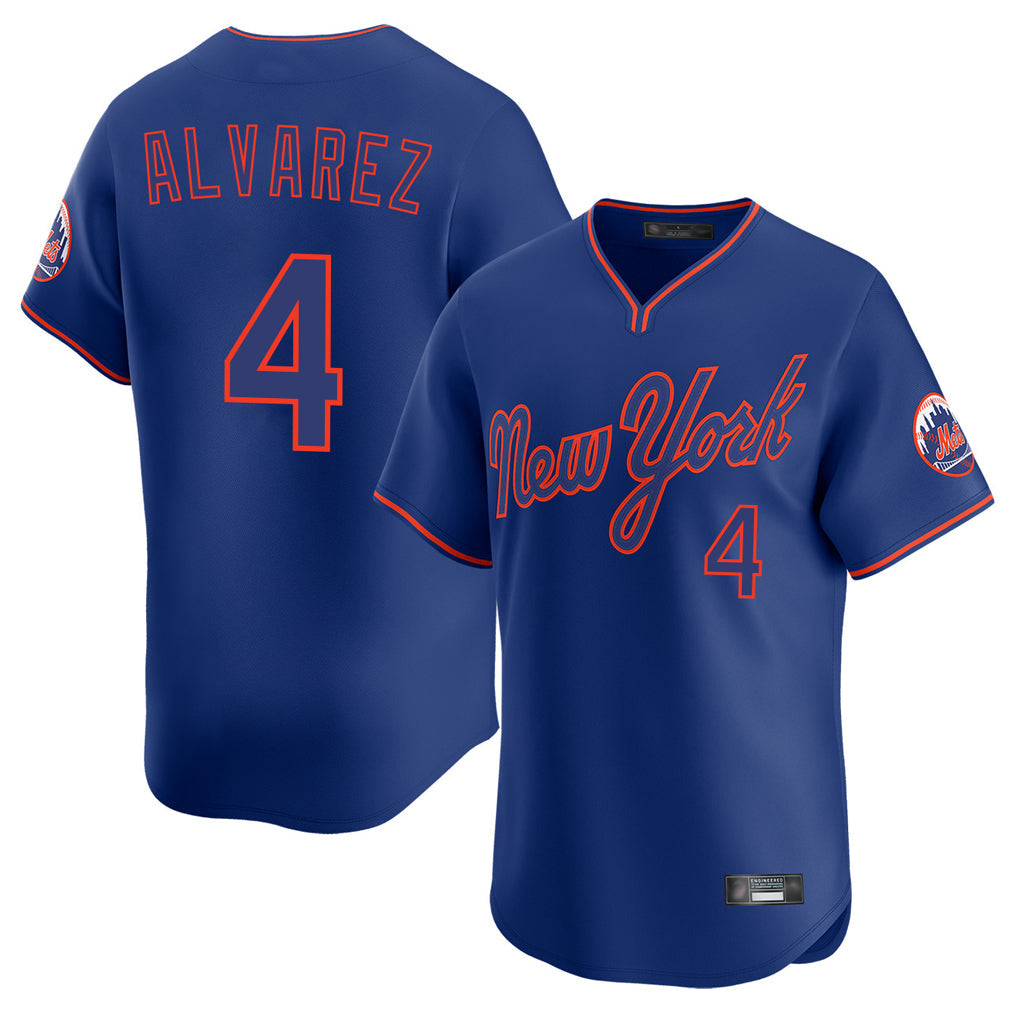 Kooe NY.Mets #4 Francisco Alvarez Player Royal T-shirt Home Limited Elite Stitched Jerseys
