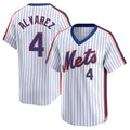Kooe NY.Mets #4 Francisco Alvarez Player White Cooperstown Collection T-shirt Game Stitched Jerseys