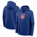 Kooe NY.Mets Blank Player Royal Logo Club Fleece Hoodie Home Stitched Jerseys