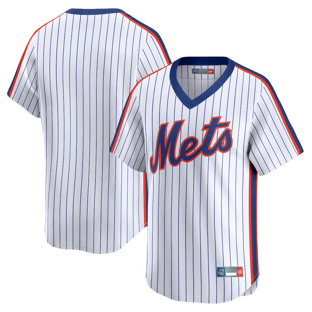 Kooe NY.Mets Blank Player White Cooperstown Collection T-shirt Game Stitched Jerseys