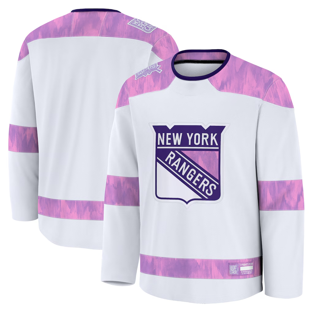Kooe NY.Rangers White 2024 Hockey Fights Cancer Practice Jerseys