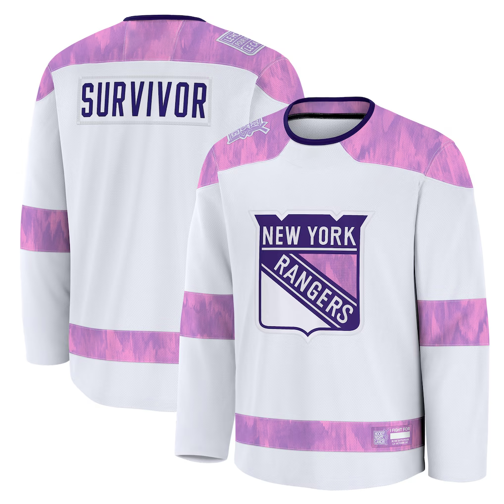 Kooe NY.Rangers White Hockey Fights Cancer Survivor Practice Jerseys