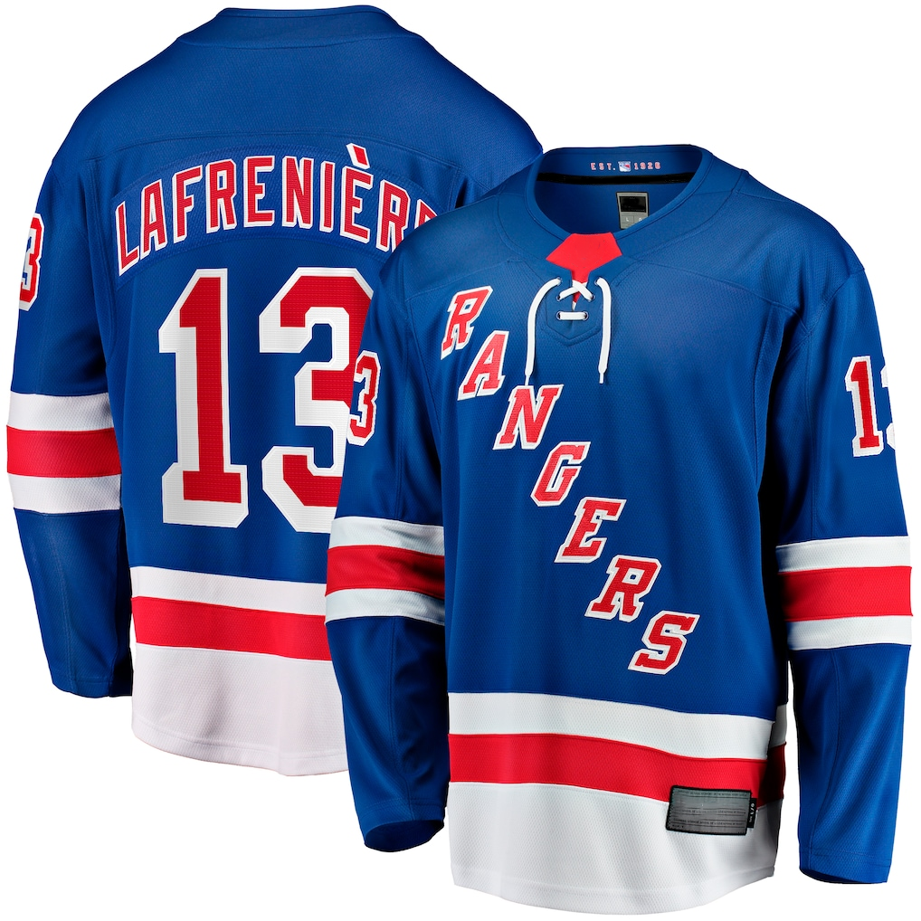 Kooe NY.Rangers #13 Alexis Lafreniere Blue Home Breakaway Jerseys
