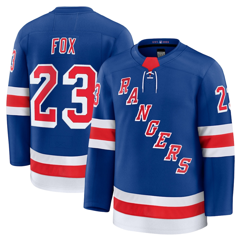 Kooe NY.Rangers #23 Adam Fox Blue Home Premium Jerseys