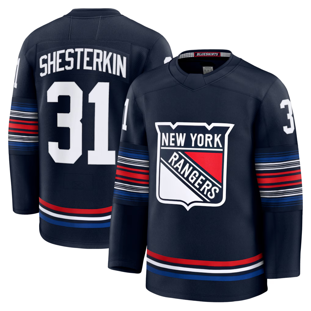 Kooe NY.Rangers #31 Igor Shesterkin Navy Alternate Premier Player Jerseys