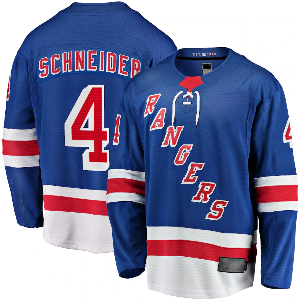 Kooe NY.Rangers #4 Braden Schneider Blue Home Premier Breakaway Jerseys