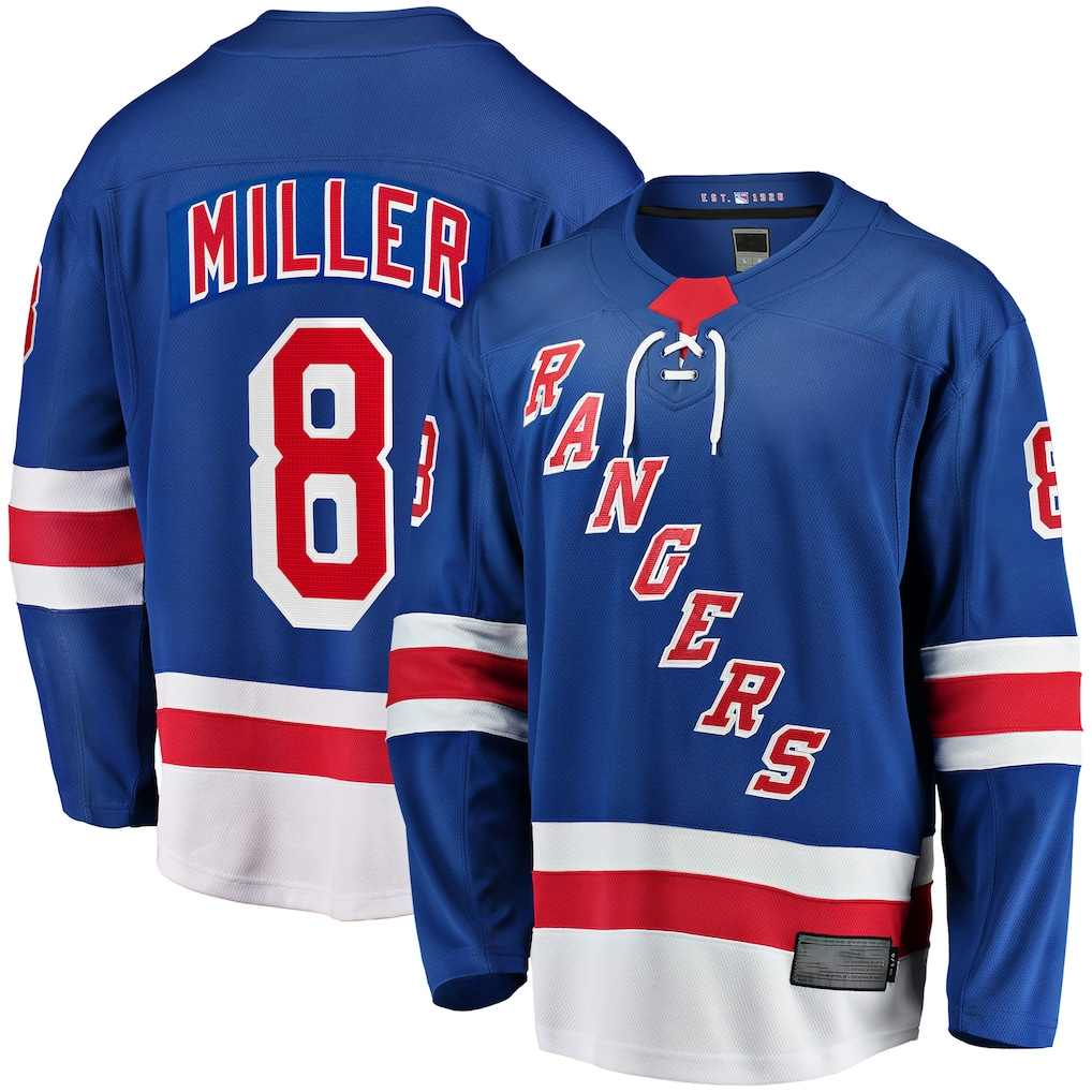Kooe NY.Rangers #8 J.T. Miller Blue Home Breakaway Jerseys