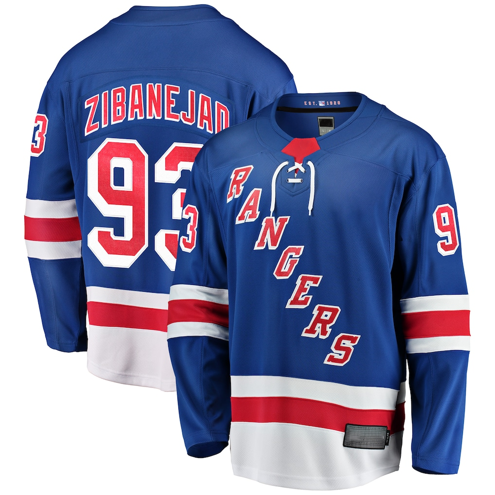 Kooe NY.Rangers #93 Mika Zibanejad Blue Home Breakaway Player Jerseys