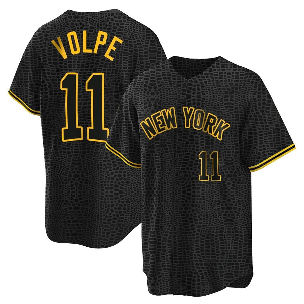 Kooe NY.Yankees #11 Anthony Volpe Player Black Snake Skin City Game Home Stitched Jerseys