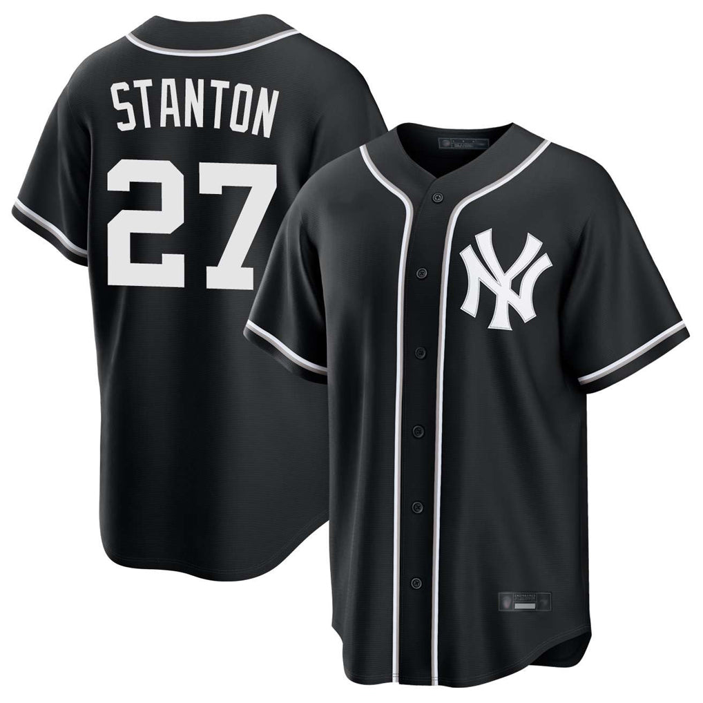 Kooe NY.Yankees #27 Giancarlo Stanton Player Black Out Game Home Stitched Jerseys