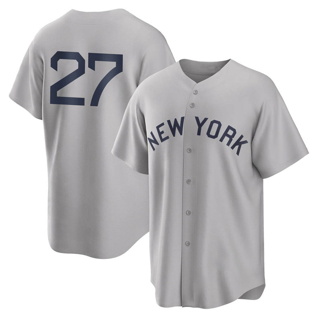 Kooe NY.Yankees #27 Giancarlo Stanton Player Gray Field of Dreams Game Stitched Jerseys