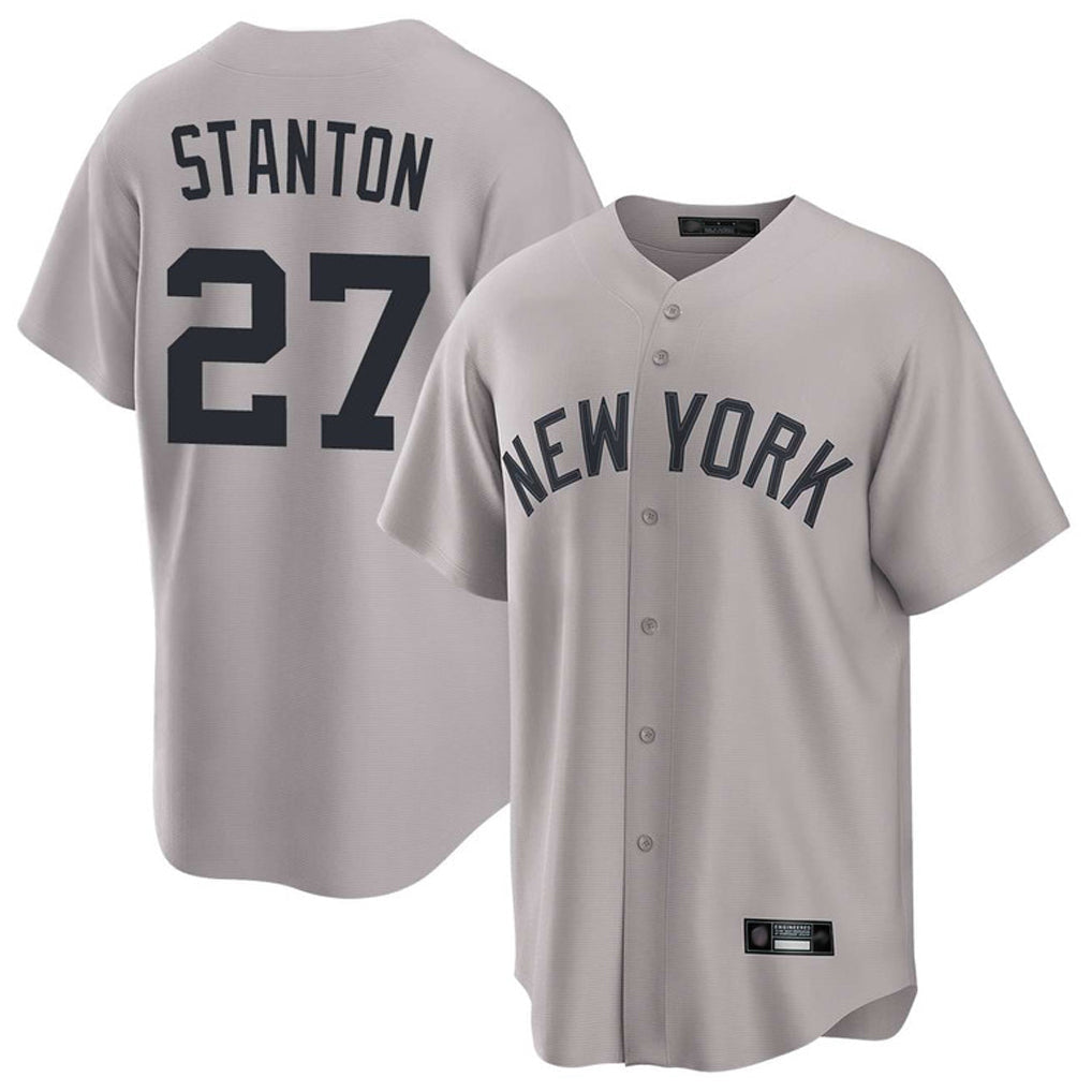 Kooe NY.Yankees #27 Giancarlo Stanton Player Gray Game Home Stitched Jerseys