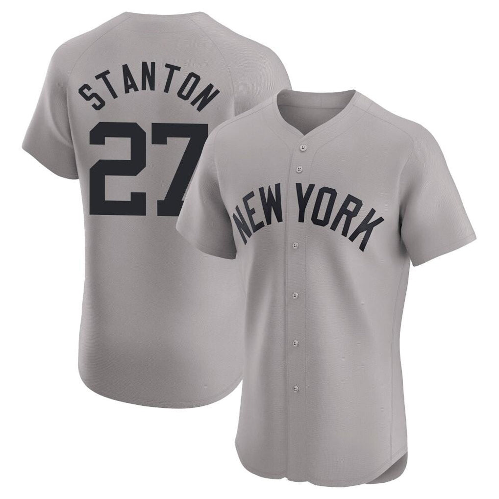 Kooe NY.Yankees #27 Giancarlo Stanton Player Gray Limited Elite Home Stitched Jerseys