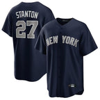 Kooe NY.Yankees #27 Giancarlo Stanton Player Navy Replica Game Stitched Jerseys