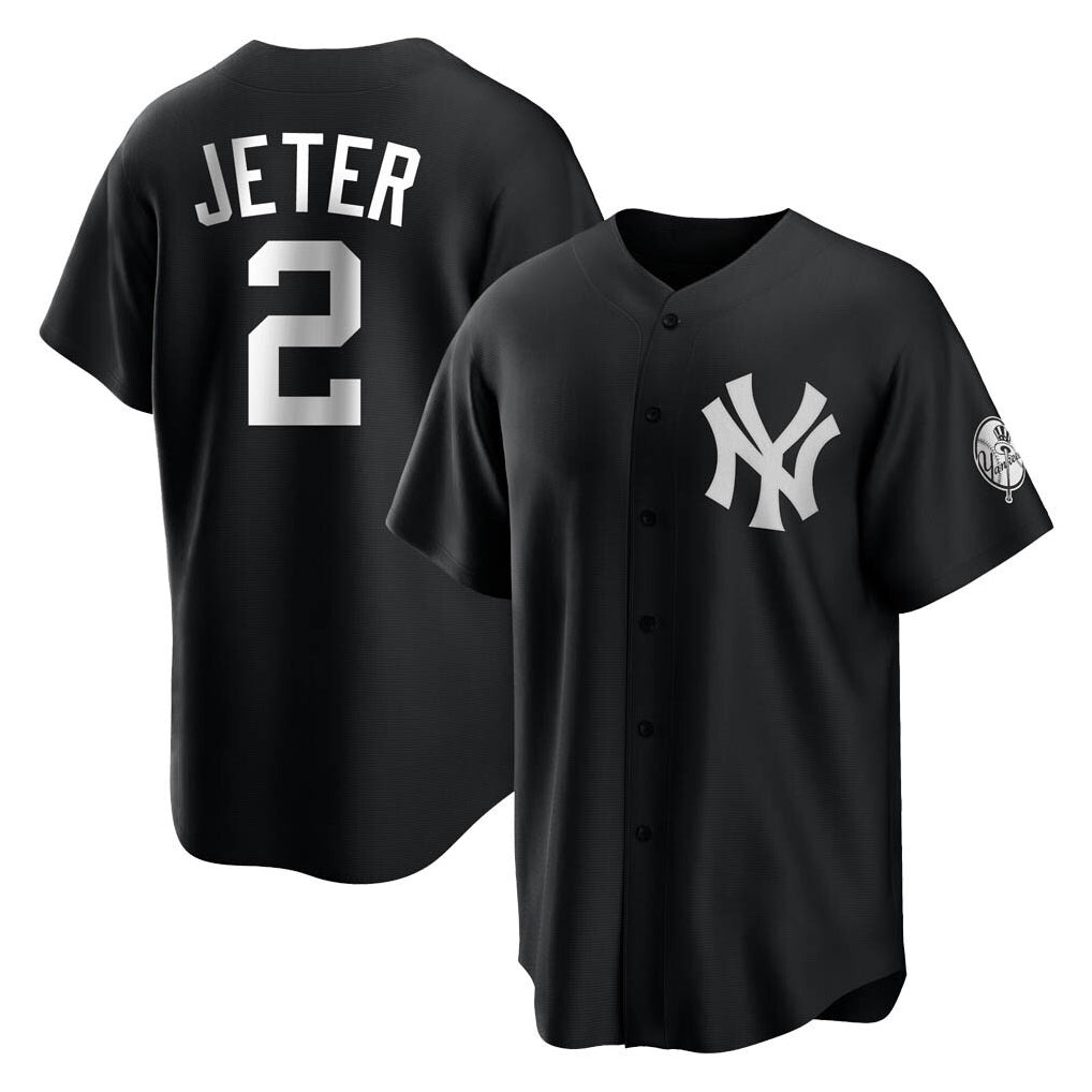 Kooe NY.Yankees #2 Derek Jeter Player Black Game Stitched Jerseys