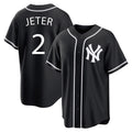 Kooe NY.Yankees #2 Derek Jeter Player Black Out Game Home Stitched Jerseys