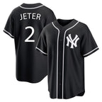 Kooe NY.Yankees #2 Derek Jeter Player Black Out Game Home Stitched Jerseys