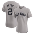 Kooe NY.Yankees #2 Derek Jeter Player Gray Limited Elite Home Stitched Jerseys