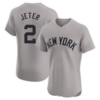 Kooe NY.Yankees #2 Derek Jeter Player Gray Limited Elite Home Stitched Jerseys