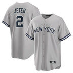 Kooe NY.Yankees #2 Derek Jeter Player Gray Road Game Stitched Jerseys