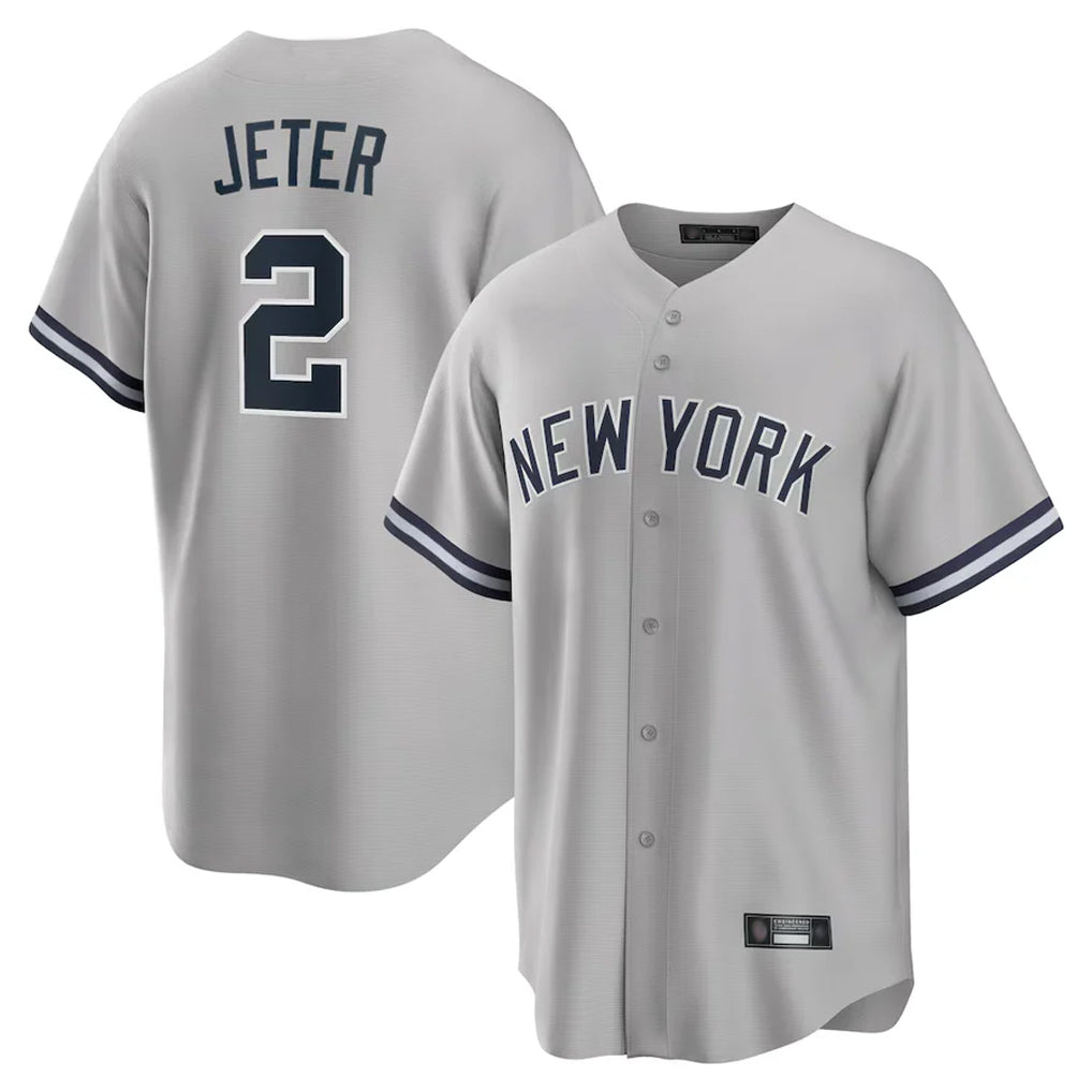 Kooe NY.Yankees #2 Derek Jeter Player Gray Road Game Stitched Jerseys