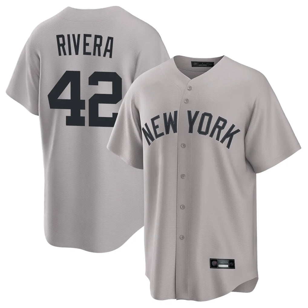 Kooe NY.Yankees #42 Mariano Rivera Player Gray Game Home Stitched Jerseys