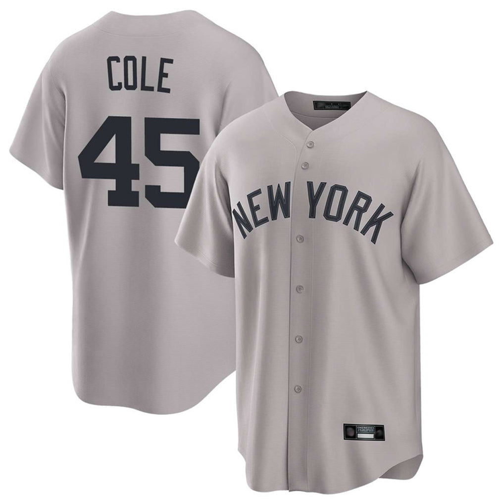 Kooe NY.Yankees #45 Gerrit Cole Player Gray Game Home Stitched Jerseys