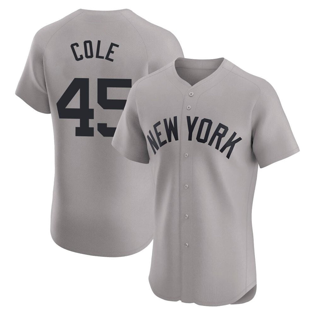 Kooe NY.Yankees #45 Gerrit Cole Player Gray Limited Elite Home Stitched Jerseys
