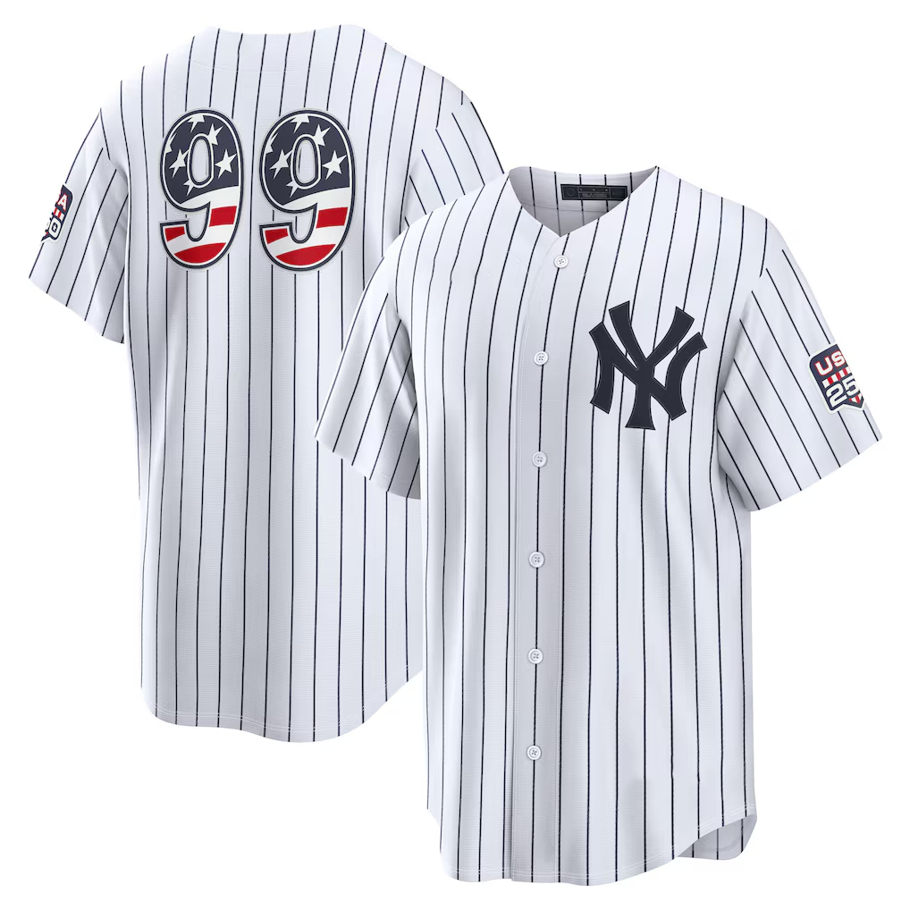 Kooe NY.Yankees #99 Aaron Judge White USA 250 Fourth of July Home Stadium Jersey