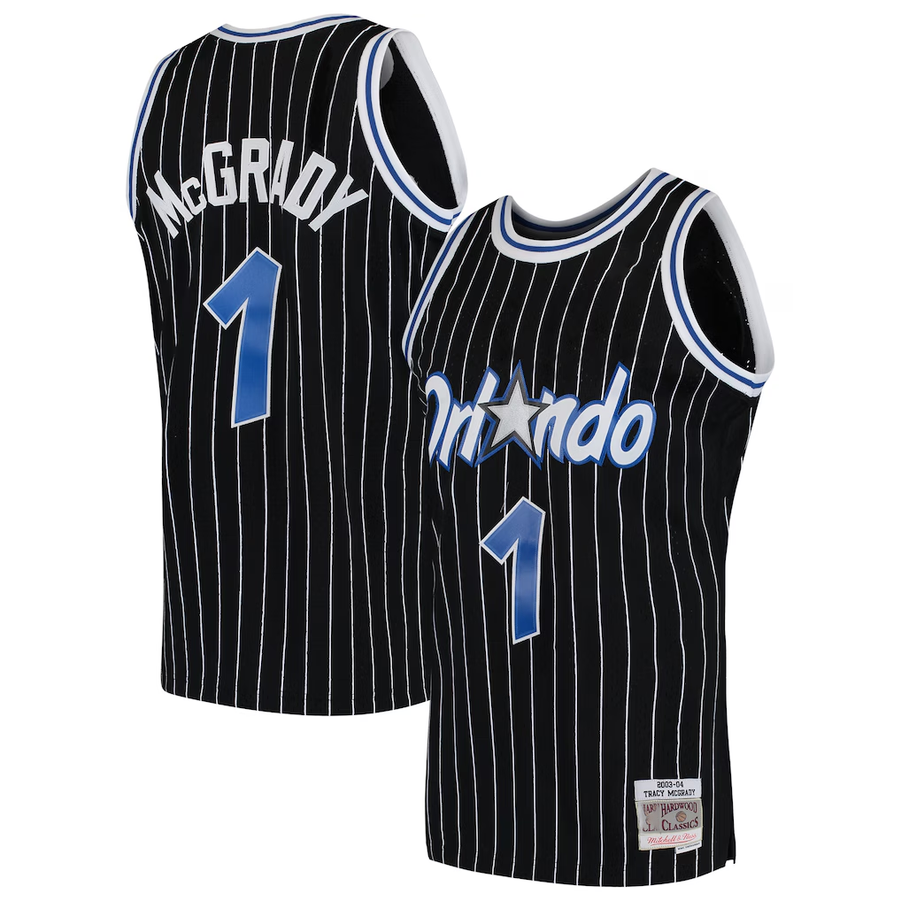 Kooe O.Magic #1 Tracy McGrady Mitchell & Ness Black Hardwood Classics Swingman Jerseys