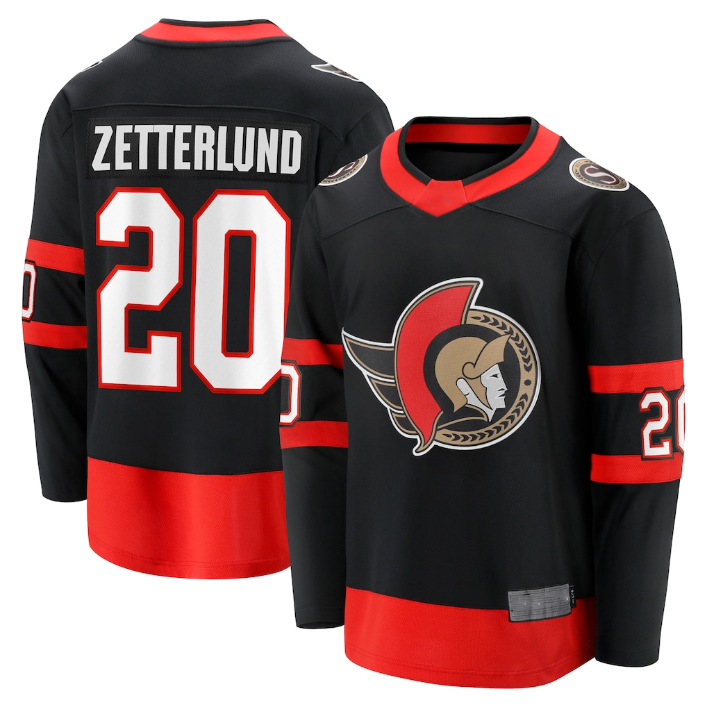 Kooe O.Senators #20 Fabian Zetterlund Black Home Breakaway Jerseys
