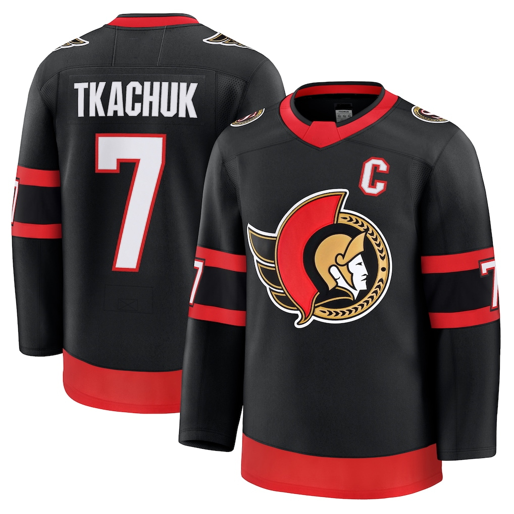 Kooe O.Senators #7 Brady Tkachuk Black Home Premium Jerseys