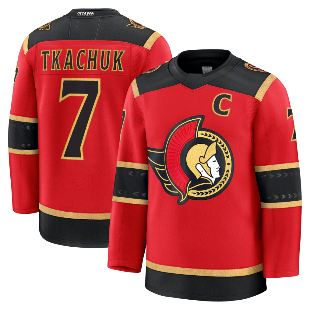 Kooe O.Senators #7 Brady Tkachuk Red Alternate Premium Jerseys