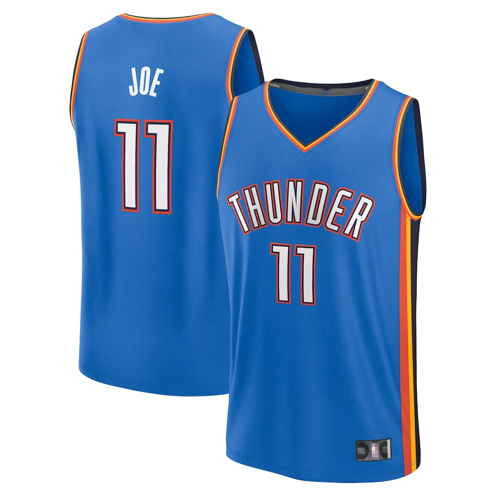 Kooe OC.Thunder #11 Isaiah Joe Blue Fast Break Replica Player Stitched Jerseys- Icon Edition