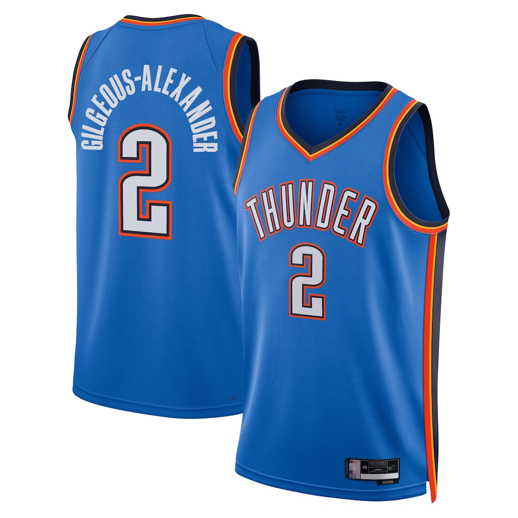 Kooe OC.Thunder #2 Shai Gilgeous-Alexander Blue Badge Swingman Replica Stitched Jerseys- Icon Edition