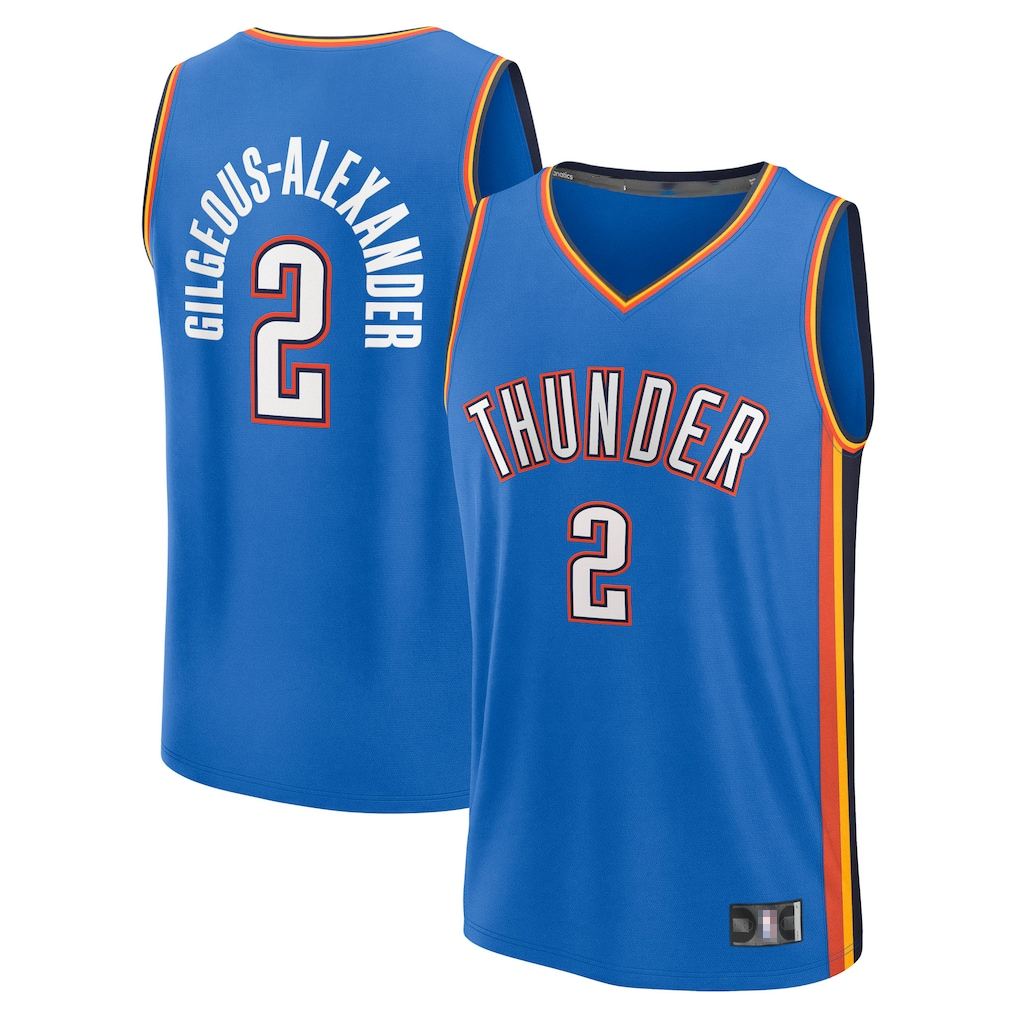 Kooe OC.Thunder #2 Shai Gilgeous-Alexander Blue Big & Tall Fast Break Stitched Jerseys- Icon Edition