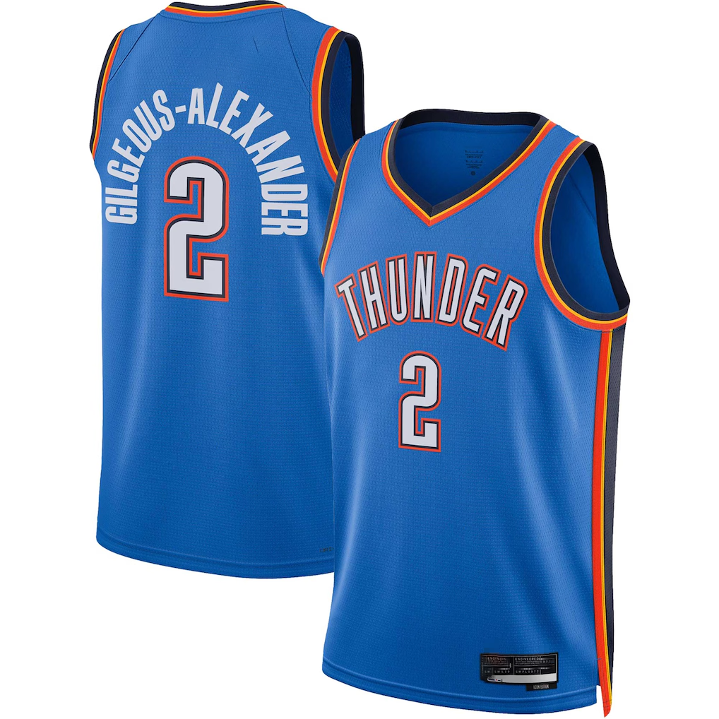 Kooe OC.Thunder #2 Shai Gilgeous-Alexander Blue Swingman Stitched Jerseys - Icon Edition