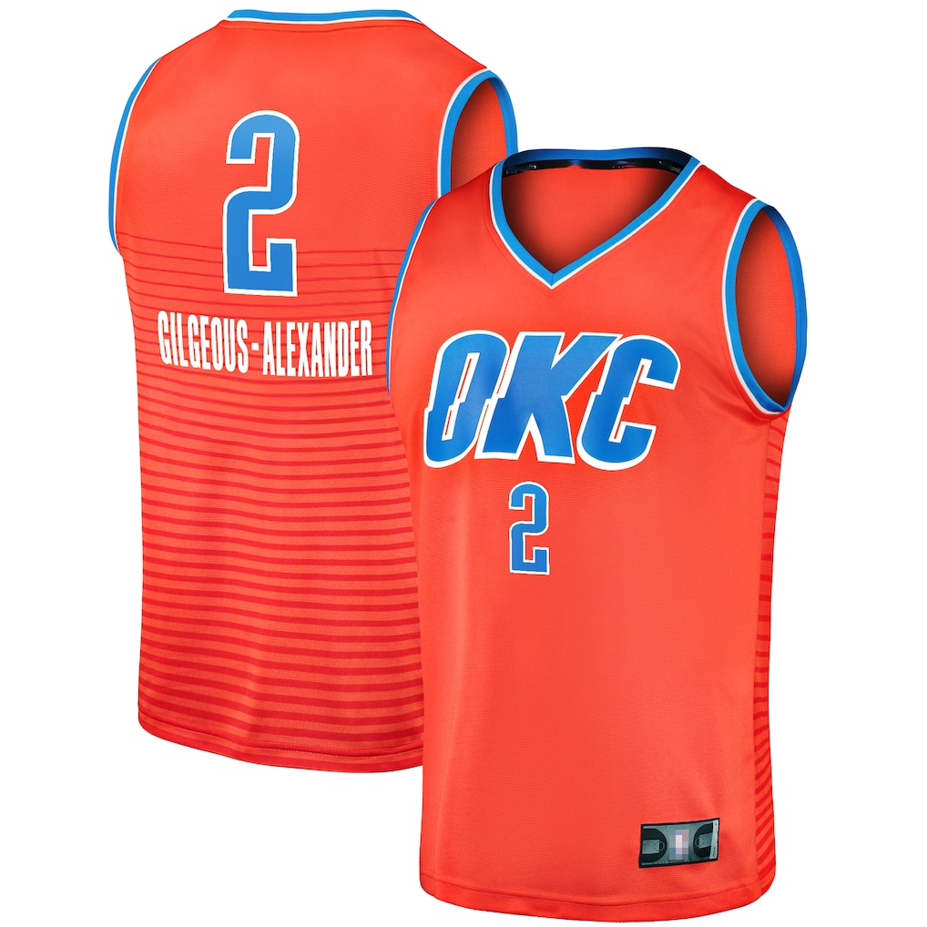 Kooe OC.Thunder #2 Shai Gilgeous-Alexander Orange Fast Break Player Stitched Jerseys - Statement Edition