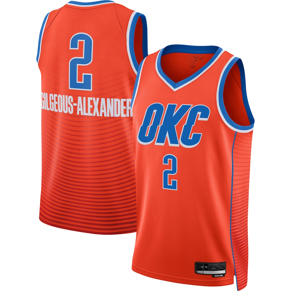 Kooe OC.Thunder #2 Shai Gilgeous-Alexander Orange Swingman Stitched Jerseys - Statement Edition
