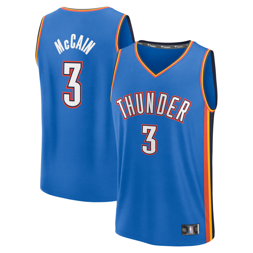 Kooe OC.Thunder #3 Jared McCain Blue Fast Break Replica Stitched Jerseys - Icon Edition