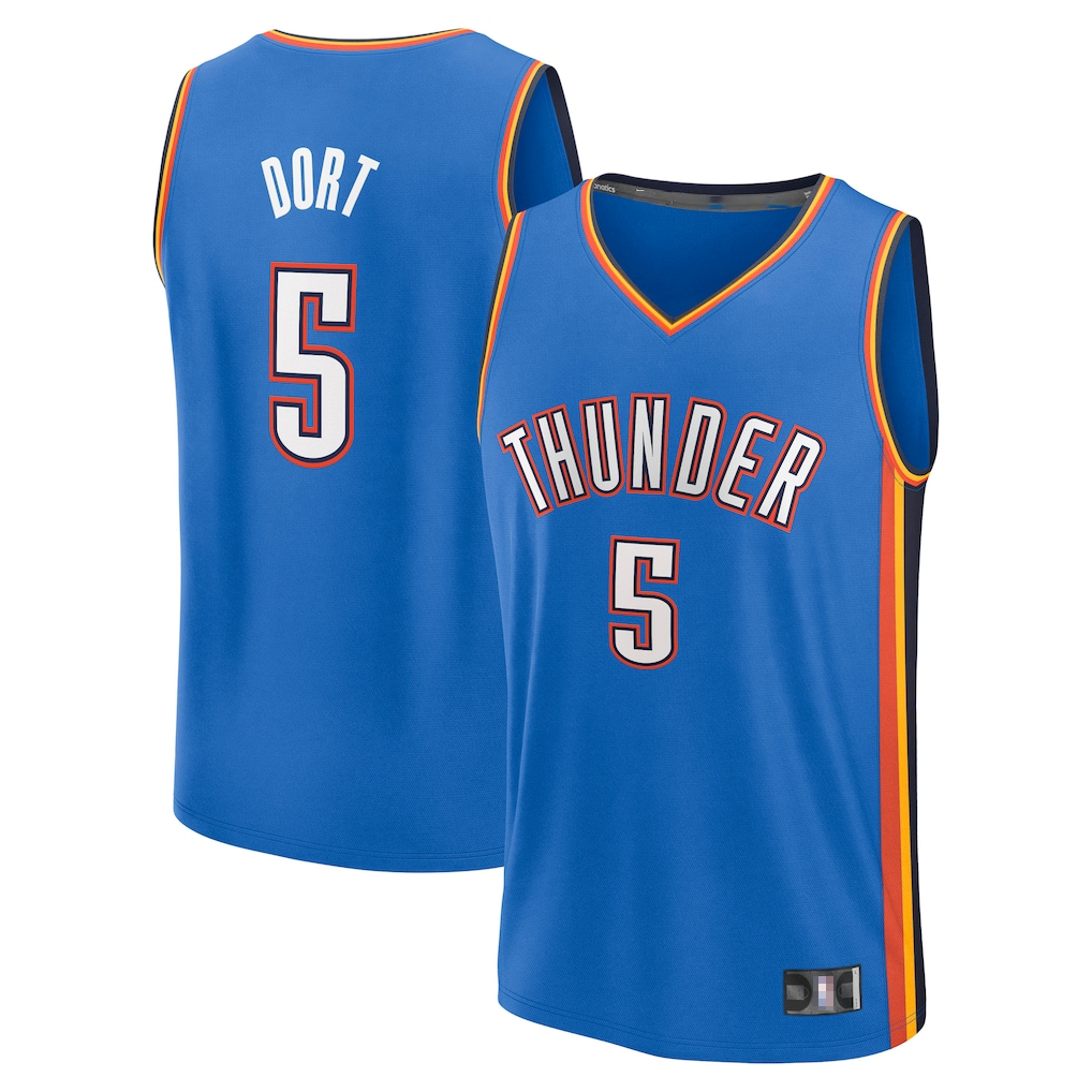 Kooe OC.Thunder #5 Luguentz Dort Blue Fast Break Replica Player Stitched Jerseys- Icon Edition